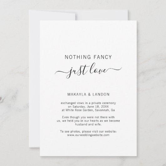 写真ファンシーの駆け落ち結婚は何も 案内状 (正面)