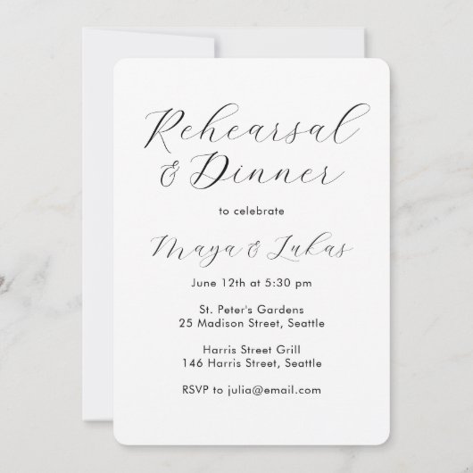 写真ファンシーリハーサルとディナー招待状 招待状 (裏面)