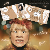 写真ファンシーロゴとモノグラム付きベージュホワイト 名刺