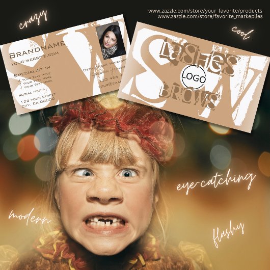 写真ファンシーロゴとモノグラム付きベージュホワイト 名刺