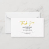 写真フェイク金ゴールド手書き結婚による感謝 ノートカード (裏面)