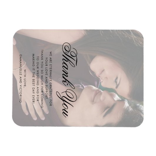 写真フェイクVellumありがとうエレガントな結婚式 マグネット (横)