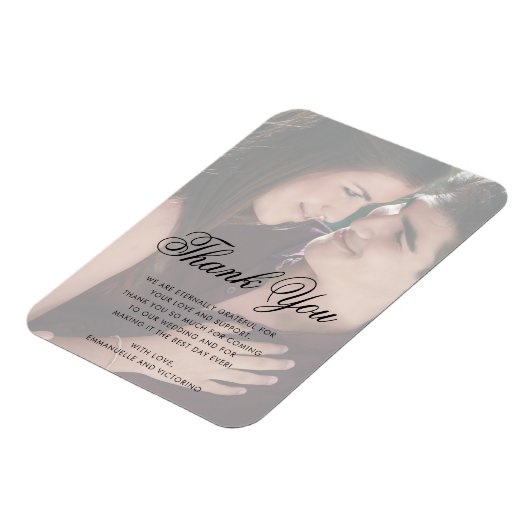 写真フェイクVellumありがとうエレガントな結婚式 マグネット (左側)