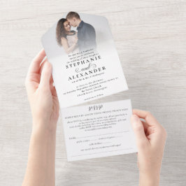 写真フォーマルモダンのゲスト名アド結婚レス オールインワン招待状