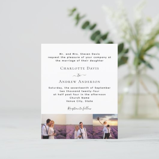 写真フォーマルQR RSVP予算結婚式招待状 (スタンド正面)