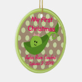 写真フレームの女の赤ちゃんの第1クリスマスのオーナメント セラミックオーナメント (右)