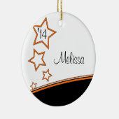 写真フレームの黒いおよびオレンジ卒業のオーナメント セラミックオーナメント (右)