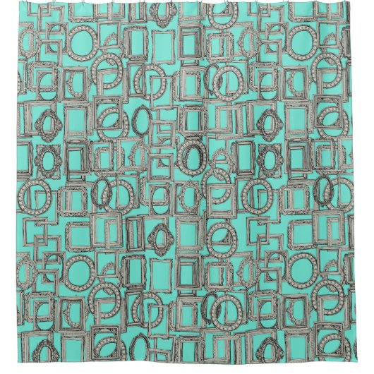 写真フレーム豊かなボーンミント シャワーカーテン (正面)