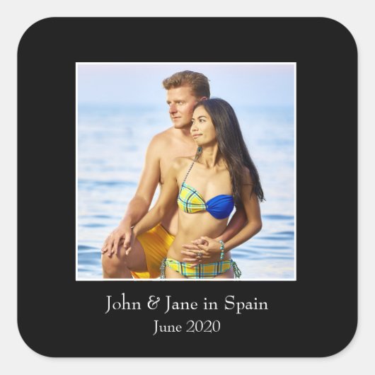 写真フレーム、カスタム写真 – パーソナライズされた スクエアシール (正面)