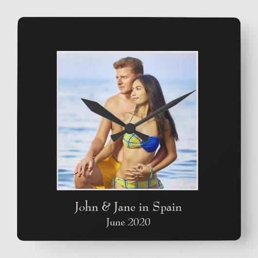 写真フレーム、カスタム写真 – パーソナライズされた スクエア壁時計 (正面)