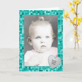 写真フレーム-ティール(緑がかった色)の装飾的なタイルパターン カード (黄色い花)