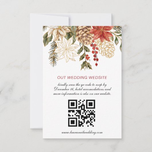 写真フローラクリスマスウィンターウェディング 出欠カード