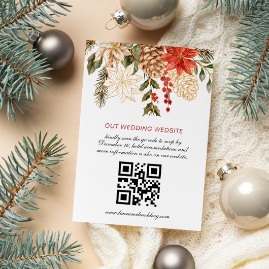 写真フローラクリスマスウィンターウェディング 出欠カード