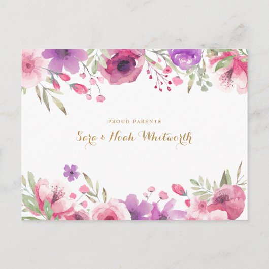 写真フローラスクリプトありがとうお誕生日おめでとうございます 案内ポストカード (裏面)