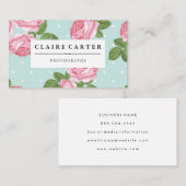 写真フローラバラと水玉模様 名刺 (正面/裏面)