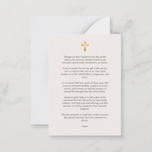 写真フローラリース葬儀記念祈りの言葉 ノートカード (裏面)