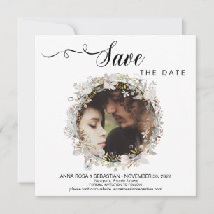 *~*写真フローラリース金ゴールド結婚式の日付の保存 セーブザデート