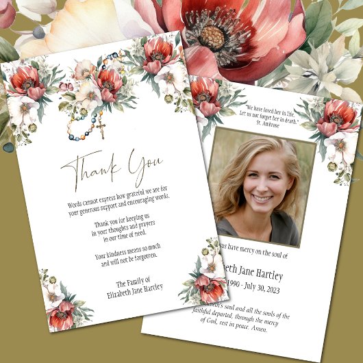 写真フローラロザリー葬儀の哀悼悔やみや弔慰 サンキューカード