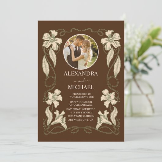 写真フローラヴィンテージ結婚アールヌーボー 招待状 (スタンド正面)