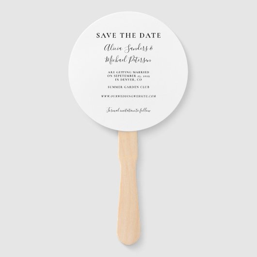 写真フローラ素朴なシックな結婚式の日付を保存 ハンドファン (裏面)