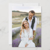 写真フローラ紫バラ金ゴールド保存日 招待状 (裏面)