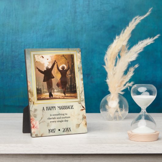 写真フローラ金ゴールド引用文記念碑 フォトプラーク (側面)