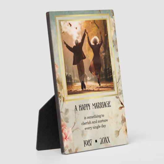 写真フローラ金ゴールド引用文記念碑 フォトプラーク (側面)