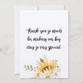 写真フローラ – ひまわり花とデイジーサンキューカード 招待状 (裏面)