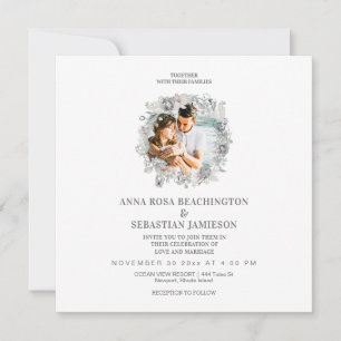*~*写真フローラQRコードAR16 RSVP 結婚's 招待状