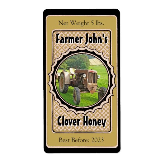 写真ブラック&金ゴールドのハニー結婚ジャーを挿入 ラベル (正面)