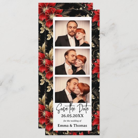 写真ブースのクリスマス結婚式の日付を保存 (正面/裏面)