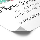 写真ブース結婚ボホのサイン。フローラハッシュタグ ポスター (角)