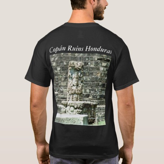 写真プリントされた古代遺跡マヤ・ホンジュラス Tシャツ (裏面)