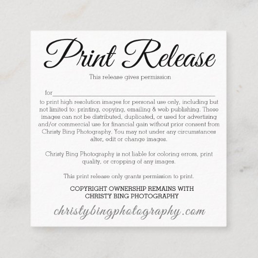 写真プリント発売 スクエア名刺 (裏面)