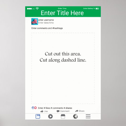写真プロップフレーム 緑 ソーシャルメディアデザイン ポスター (正面)