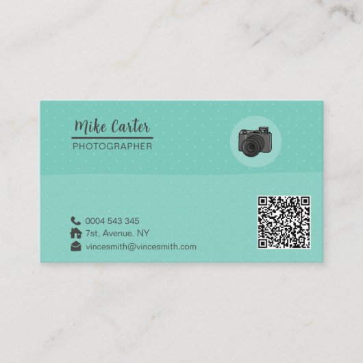 写真プロフェッショナルカメラQRコード 名刺 (正面)