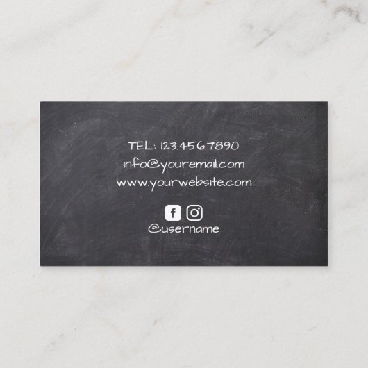 写真プロフェッショナルブルーカメラ黒板 名刺 (裏面)