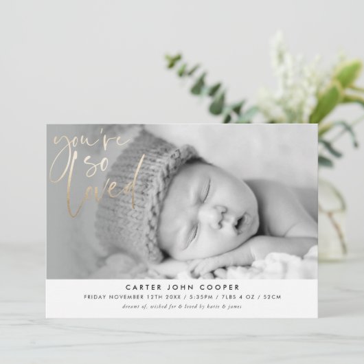 写真ベビーの発表あなたは愛された金ゴールド 案内状 (スタンド正面)