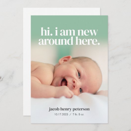 写真ベビーの発表または誕生発表 招待状 (正面/裏面)