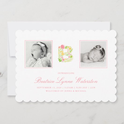 写真ベビーの発表 |フローラアルファベットB サンキューカード (正面)