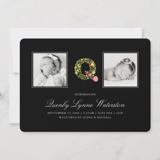 写真ベビーの発表 |フローラアルファベットQ サンキューカード (正面)