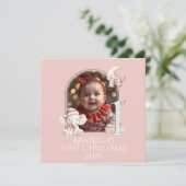 *写真ベビーガール1stクリスマスフラットホリデーカード シーズンカード (スタンド正面)