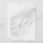 写真ベビー告知かわいいモダンhelloスクリプト 案内状 (裏面)