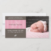 写真ベビー発表：：幸せな足1L 案内状 (正面)