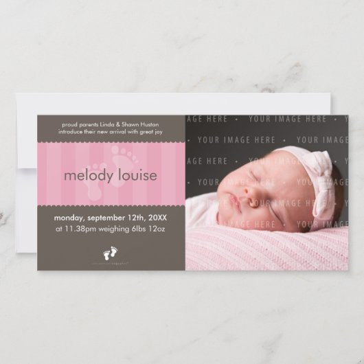 写真ベビー発表：：幸せな足1L 案内状 (正面)