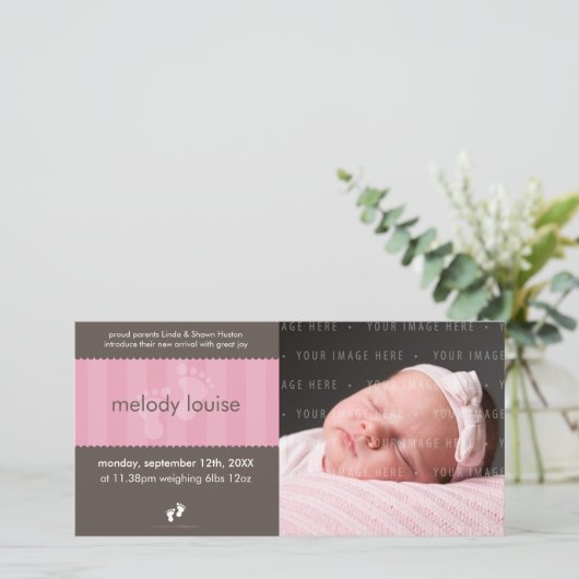 写真ベビー発表：：幸せな足1L 案内状 (スタンド正面)