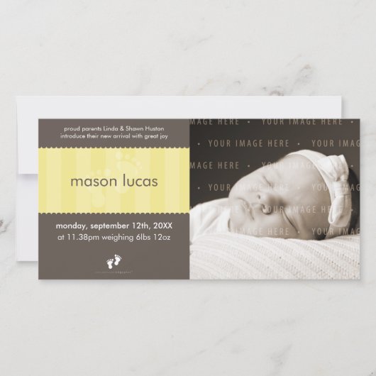 写真ベビー発表：：幸せな足6L 案内状 (正面)