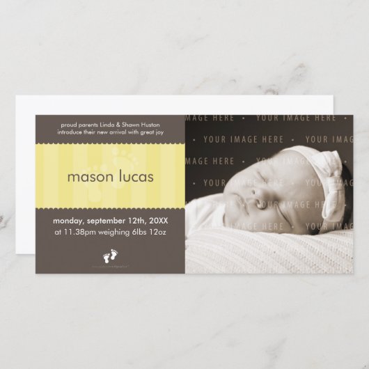 写真ベビー発表：：幸せな足6L 案内状 (正面/裏面)