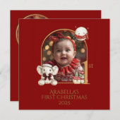 *写真ベビー第1回クリスマスフラットホリデーカード シーズンカード (正面/裏面)