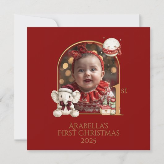*写真ベビー第1回クリスマスフラットホリデーカード シーズンカード (正面)
